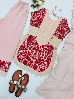 Multicolor faux georgette embroidered salwar kameez 4
