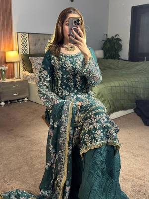 Green faux georgette embroidered palazzo set 2