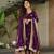 Purple faux georgette embroidered flared gown set