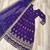 Purple faux georgette embroidered flared gown set