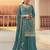 Green silk blend embroidered palazzo set
