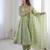 Green viscose weaved flared gown set