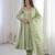 Green viscose weaved flared gown set