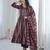 Plum viscose weaved flared gown set