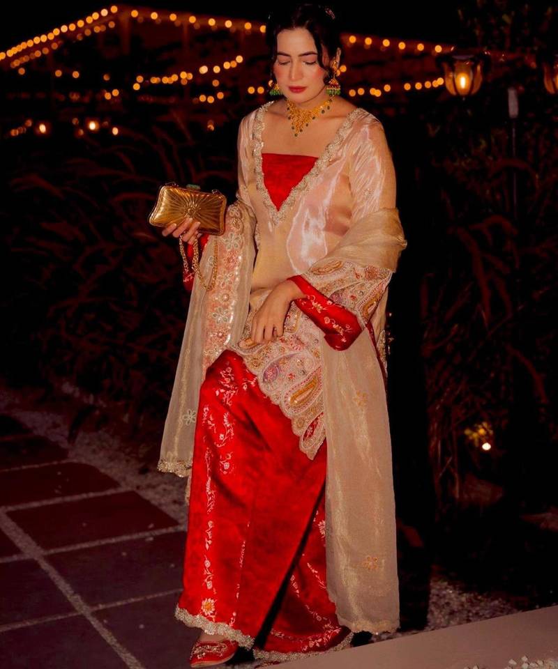 Multicolor silk blend embroidered palazzo set