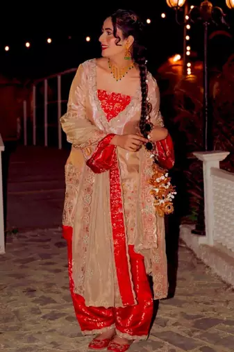 Multicolor silk blend embroidered palazzo set