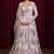 White georgette printed flared gown set