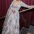 White georgette printed flared gown set