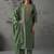 Green silk blend embroidered kurta set