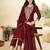 Maroon silk blend embroidered kurta set