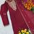Maroon silk blend embroidered kurta set