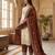 Beige silk blend embroidered palazzo set
