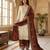 Beige silk blend embroidered palazzo set