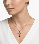 925 Sterling Silver Rose Gold Cross Pendant Necklace set Black & White CZ Religious Necklace set 