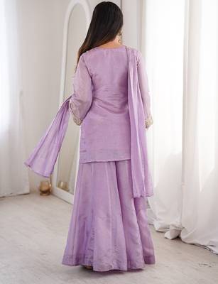 Lavender georgette embroidered salwar suit with dupatta 4