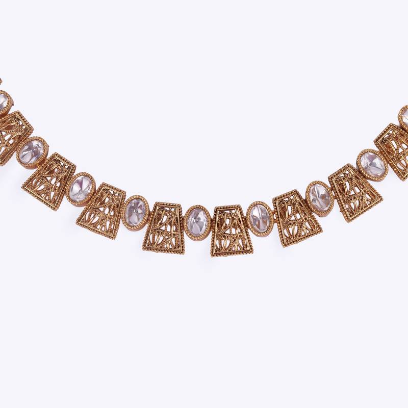 elegant rajwadi gold plated choker jewellery set for women
