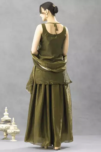 Green designer chartin embroidered salwar suit with dupatta