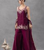 Purple designer chartin embroidered salwar suit with dupatta