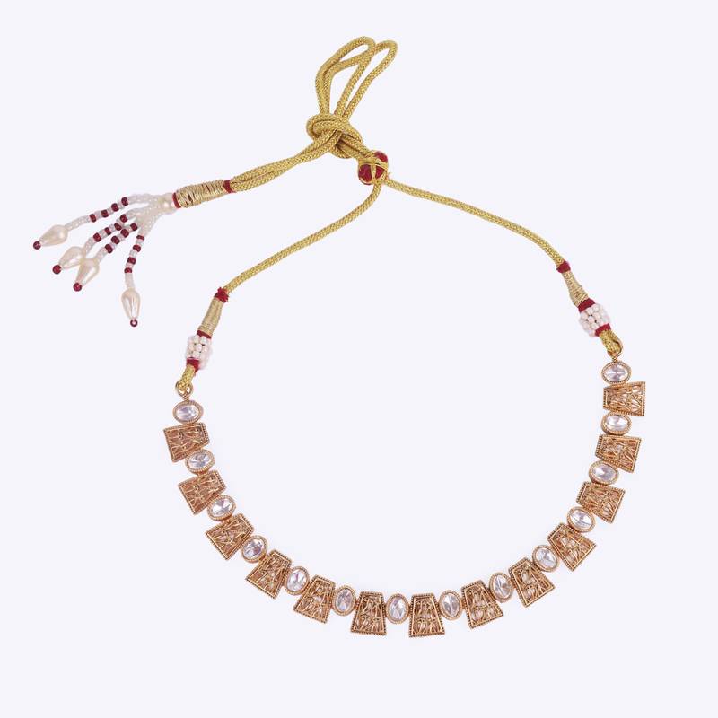 elegant rajwadi gold plated choker jewellery set for women