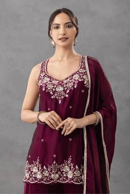 Purple designer chartin embroidered salwar suit with dupatta 2