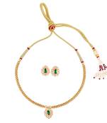 traditional round shape golden balls white stone gold plated choker necklace set for women