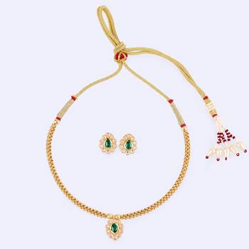 traditional round shape golden balls white stone gold plated choker necklace set for women 3