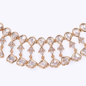 delightful oval shape uncut kundan stone 18 kt gold plated brass choker jewellery set for women 2