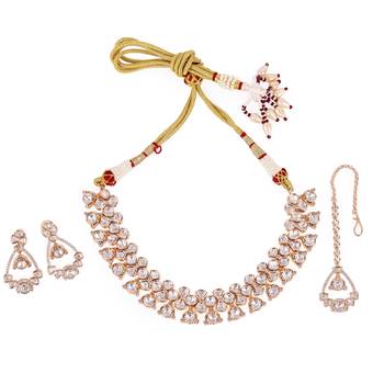 contemporary round shape uncut kundan stone 18 kt gold plated brass choker jewellery set for women 1