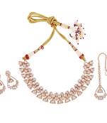 contemporary round shape uncut kundan stone 18 kt gold plated brass choker jewellery set for women