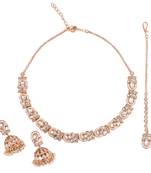 oval and leaf design uncut kundan stone 18 kt gold plated brass choker jewellery set for women