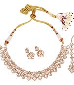 admirable rectangle shape uncut kundan stone 18 kt gold plated brass choker jewellery set for women
