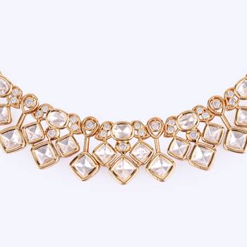admirable rectangle shape uncut kundan stone 18 kt gold plated brass choker jewellery set for women 2