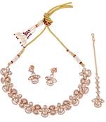 elegant leaf design uncut kundan stone 18 kt gold plated brass choker jewellery set for women