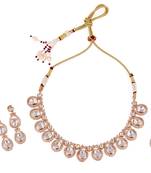 oval and round shape uncut kundan stone 18 kt gold plated brass choker jewellery set for women