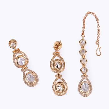 oval and round shape uncut kundan stone 18 kt gold plated brass choker jewellery set for women 4