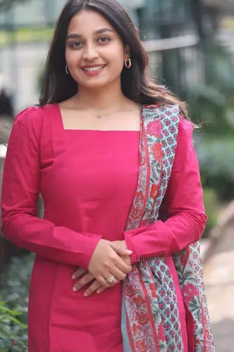 Rani pink cotton kurti pant set with printed chanderi silk dupatta