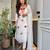 White roman chanderi embroidered kurti pant set with organza dupatta