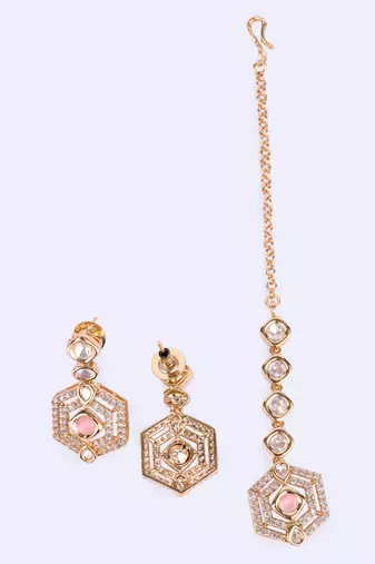 fabulous square shape brass kundan stone 18 kt gold plated choker jewellery set for women