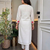 White roman chanderi embroidered kurti pant set with organza dupatta