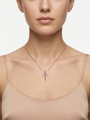 925 Sterling Silver Rose Gold Angel Wing Pendant Necklace Set  1