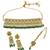glamorous flower design green uncut kundan gold plated collar jewellery set for women