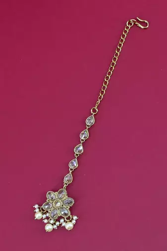 glorious flower design brown uncut kundan gold plated collar jewellery set for women