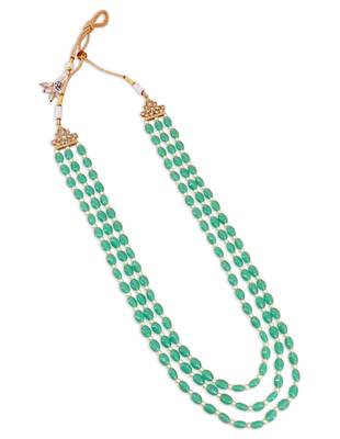 modern green mother of pearls 3 layered gold plated long haram necklace pearl mala for women 2