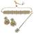 lovely round and trangle shape green uncut kundan gold plated collar jewellery set for women