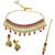 stylish flower and square shape red uncut kundan gold plated choker jewellery set for women