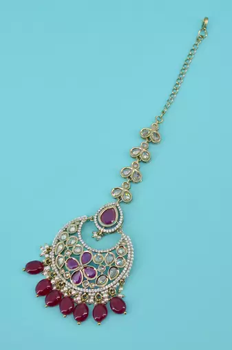 modish oval and flower shape uncut kundan gold plated collar jewellery set for women