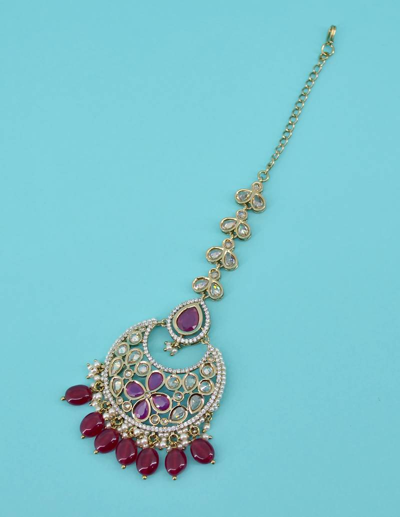 modish oval and flower shape uncut kundan gold plated collar jewellery set for women
