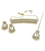 modern leaf design uncut kundan gold plated collar jewellery set for women