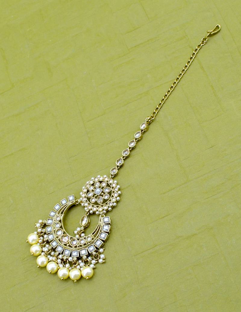 modern leaf design uncut kundan gold plated collar jewellery set for women