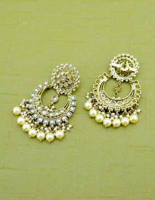modern leaf design uncut kundan gold plated collar jewellery set for women 3